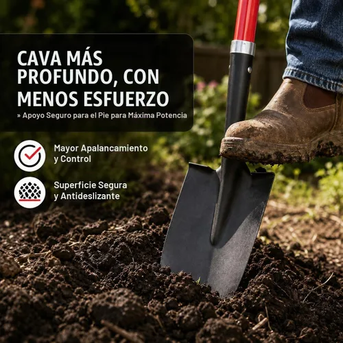 Vista 2 de TABOR TOOLS Pala con hoja redondeada y cómodo mango de agarre en D de 31 pulgadas de fibra de vidrio, pala de excavación. J201A.