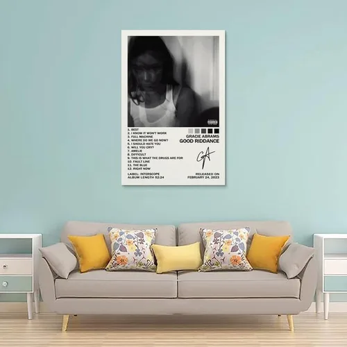 Vista 2 de UTOYA Gracie Abrams Good Riddance - Póster decorativo en lienzo para dormitorio, 12 x 18 pulgadas