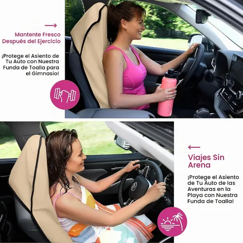 Vista 3 de lebogner Funda impermeable para asiento de automóvil que suda para después del gimnasio, correr, nadar, playa y senderismo, ajuste universal Beige