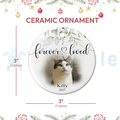 Vista 4 de HYTURTLE Regalos conmemorativos personalizados para mascotas, recuerdo de gato, imagen personalizada de fotos de mascotas, adornos de Navidad