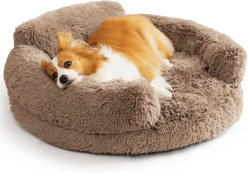 Vista 14 de EHEYCIGA Cama calmante de 20 pulgadas para perros pequeños y gatos, sofá Marrón