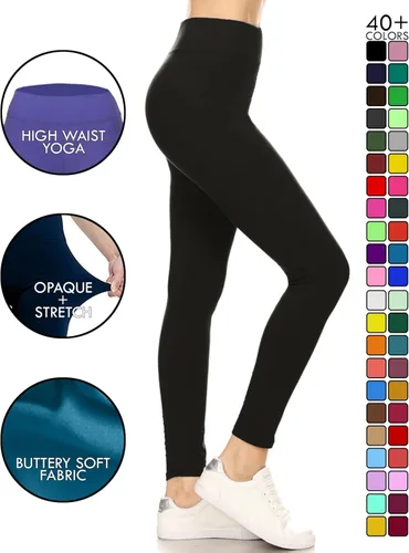 Vista 2 de Leggings Depot Leggings de cintura alta para mujer suaves como la mantequilla pretina de 3 pulgadas para yoga tallas regular plus 1X3X 3X5X