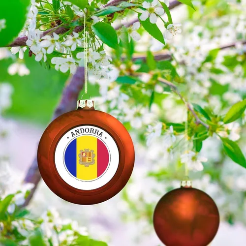 Vista 6 de Adorno de bola de Navidad de Andorra, bandera de Andorra, bandera de las naciones, adornos colgantes, recuerdo, regalo para árbol de Navidad