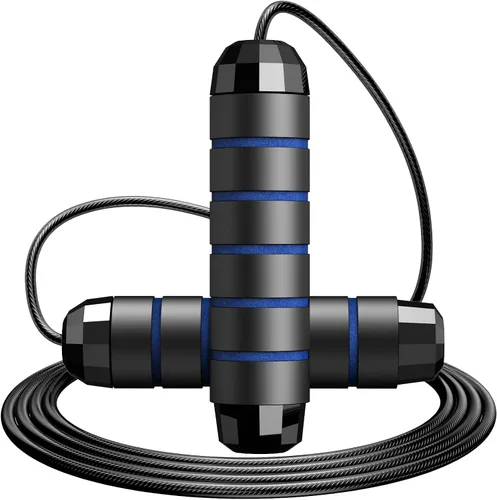 Vista 12 de Jump Rope,Tangle-Free Rapid Speed Jump Rope with Ball Bearings for Men,Women and Kids,Adjustable Steel Skipping Rope with Ergonomic Foam Handles,A