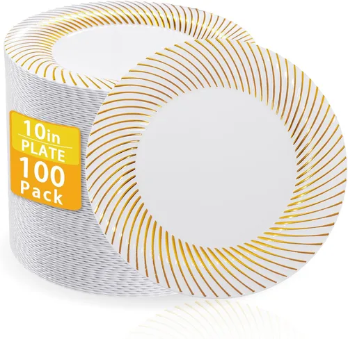 Vista 14 de I00000 - Platos de plástico azul de 7 pulgadas, 100 platos desechables de postre resistentes, platos de ensalada azules desechables, platos duros
