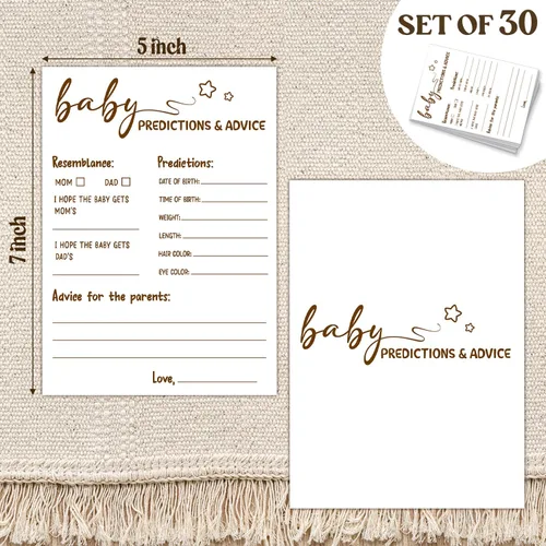 Vista 2 de 30 PCS Tarjetas de Predicciones y Consejos de Bebé Oso, Juego de Baby Shower para Niño Niña, Neutral de Género Fiesta de Revelación de Género