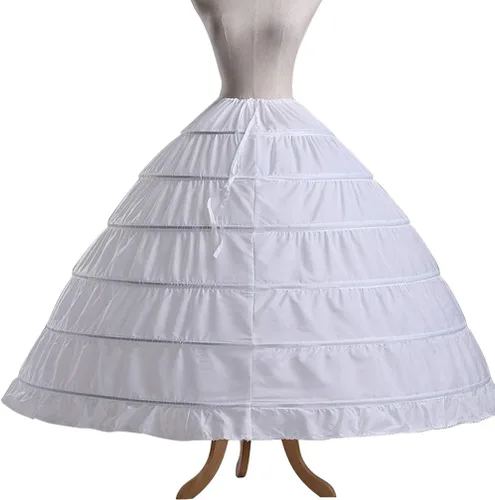 Vista 3 de Falda de 6 aros para mujer, enagua para fiesta, boda, crinolina, Blanco