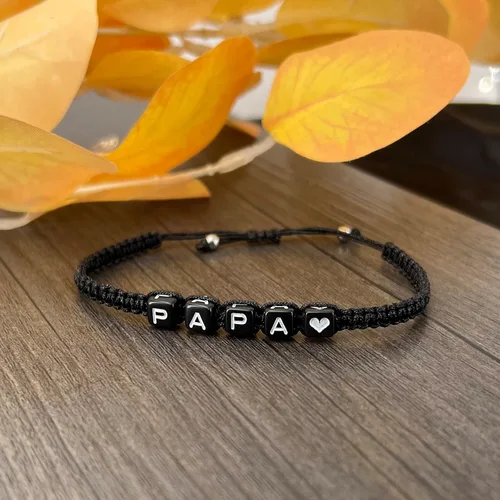Vista 2 de seensea Pulseras personalizadas con nombre para la familia, hermanas, mejores amigas, abuela, madre, hermana pequeña, pulsera con letras de cuerda