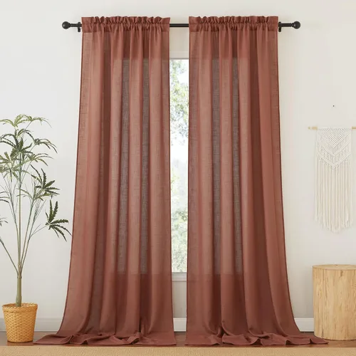 Vista 58 de RYB HOME - Cortinas de lino texturizado semitranslúcidas, privacidad media, filtro de luz, decoración de ventana para dormitorio/baño/sala de estar