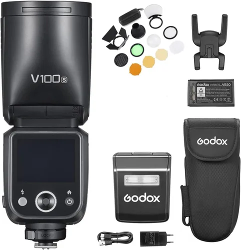 Vista 5 de Godox V100 2.4G Flash de cámara inalámbrica de cabeza redonda Flash en cámara TTL Speedlite 100Ws Pantalla de control táctil de potencia Lámpara