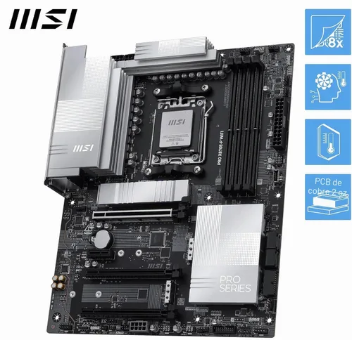 Vista 8 de Micro Center AMD Ryzen 7 9800X3D Processor with MSI PRO X870E-P Motherboard Combo de placa base de CPU, listo para AI, AM5, PCIe 5.0, DDR5, M.2 AMD