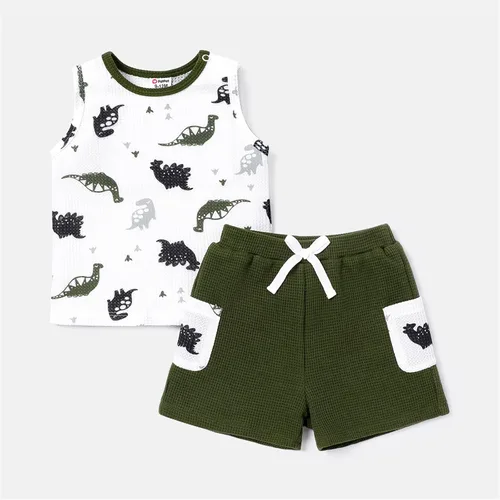 Vista 6 de PATPAT Ropa para bebés y niños, camiseta sin mangas y pantalones cortos, 2 piezas, chaleco sin mangas, conjuntos de trajes para bebés y niños