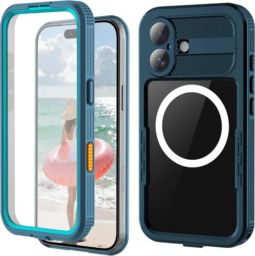 Vista 14 de Funda protectora de cuerpo completo compatible con iPhone 15 de 6.1 pulgadas, magnética, impermeable, a prueba de caídas, nieve, arañazos