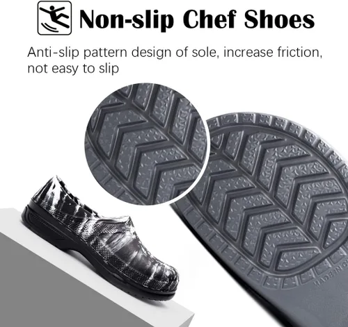 Vista 3 de Zapatos de chef para hombres y mujeres, zuecos de cocina para hombre, zapatos de cocina para hombre, zapatos de trabajo de enfermera, zapatos