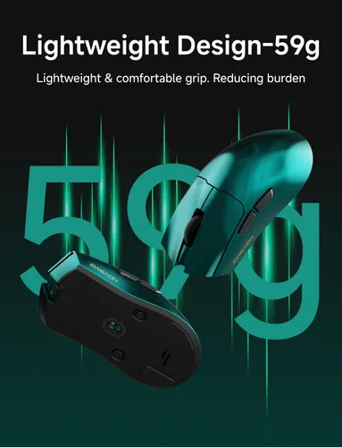 Vista 8 de S9 Max Ratón Inalámbrico para Juegos, Ratón Ergonómico para Computadora de 59G, Tres Modos, 8K Polling, 26K DPI, Sensor Óptico PAW3395, Interruptor