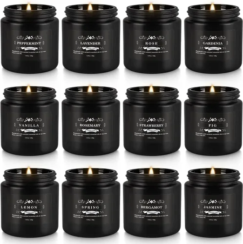 Vista 17 de YOROXRG Juego de 12 velas perfumadas de cera de soja, velas de lata de viaje para el hogar, 3.05 onzas para mamá para Navidad, cumpleaños, Acción