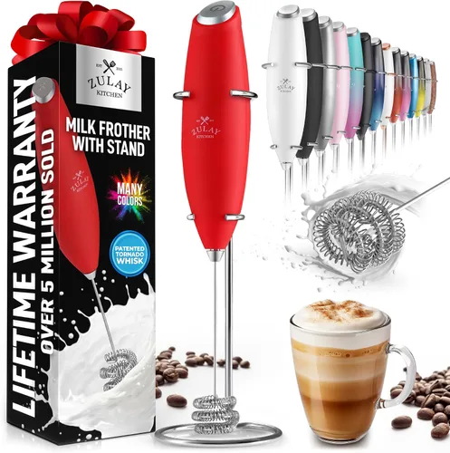 Vista 120 de Zulay Milk Boss Espumador de leche potente manual, hace espuma para latte, batidor para mezclar bebidas, café, miniespumador para capuchino, frappé