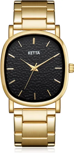 Vista 6 de GORBEN Unisex cuadrado redondo retro oro correa de acero inoxidable analógico cuarzo elegante relojes de pulsera