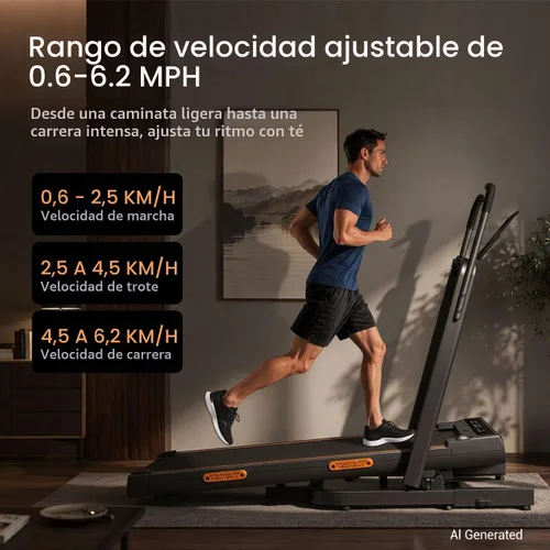 Vista 7 de CURSOR 40% Incline Treadmill with 15" Deck Height & Extended Handle Bar Negro profundo