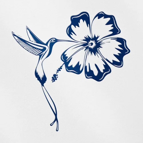 Vista 16 de Adhesivos transparentes de tatuaje de colibrí e hibisco (azul celeste) Calcomanías de vinilo impermeables prémium para teléfono portátil, accesorio