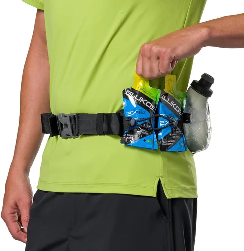 Vista 6 de Nathan Cinturón de hidratación con frascos, bolsillos de almacenamiento, Trail Mix Plus, cinturón para botella de agua para correr, aislado, Negro