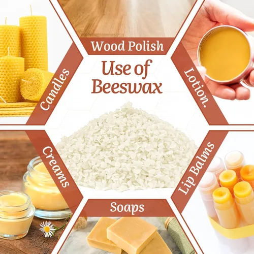 Vista 9 de Gránulos de cera de abeja blanca natural (5 libras) Material puro sin refinar para proyectos de bricolaje Fabricación de velas, cuidado