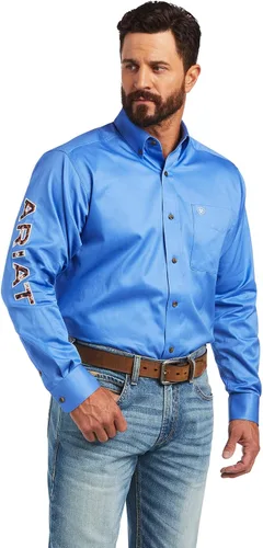 Vista 27 de Camisa de sarga con logotipo del equipo ARIAT de ajuste clásico para hombre Sea Scape USA 3X-Large Turkish Sea