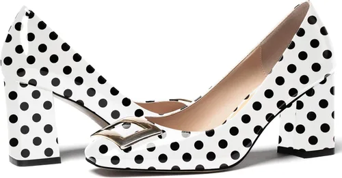 Vista 6 de WAYDERNS Zapatos de tacón alto con puntera cuadrada para mujer, de 3 pulgadas