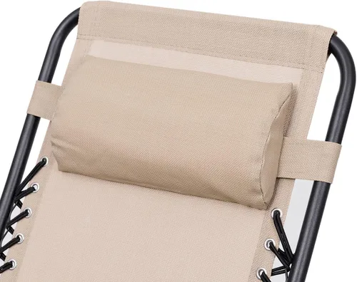 Vista 8 de Giantex Juego de 3 sillas de gravedad cero, tumbonas para patio, piscina, reclinables, plegables, sillas de descanso para patio trasero (beige)