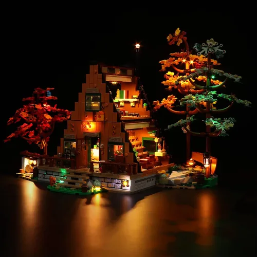 Vista 5 de VONADO Kit de luces LED compatible con Lego A-Frame Cabin 21338, control remoto, iluminación compatible con Lego 21338 (sin modelo, solo luces)