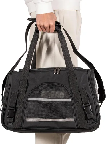 Vista 6 de Transportadores para gatos, perros y mascotas – Bolsa plegable de lados suaves aprobada por aerolíneas para gatos y perros pequeños (hasta 15 lb)
