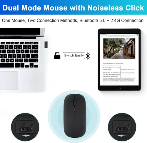 Vista 5 de LAMA Funda de teclado inalámbrico con mouse para iPad de 10.2" de 9ª, 8ª y 7ª generación, teclado Bluetooth desmontable con soporte para lápices