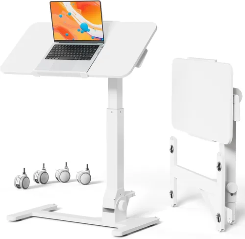 Vista 13 de JOY worker Mesa plegable de vidrio para sobrecama, escritorio ajustable en vidrio blanco