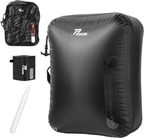 Vista 12 de Bolsas de vacío para viajes con bomba inalámbrica, cremallera abierta de 180°, impermeable IP67, bolsas de compresión reutilizables que ahorran