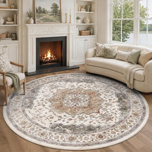 Vista 63 de Alfombra de pasillo vintage de 2 x 6 pies de pelo bajo Marrón beige
