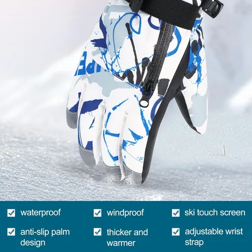 Vista 4 de American Trends Guantes de esquí para hombres y mujeres, impermeables, guantes de esquí para nieve para invierno y snowboard