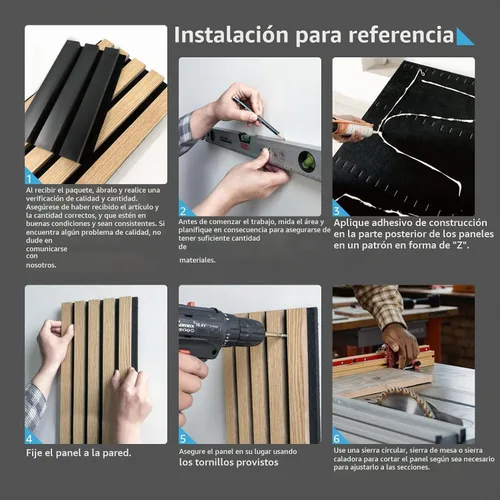 Vista 9 de Art3d 2 paneles acústicos de listones de madera para pared y techo, panel de absorción de sonido acanalado 3D con acabado de madera, roble Noise