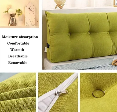 Vista 5 de Almohada de cuña de terciopelo para cabecero de cama tamaño King, Queen, doble/individual, cojín de cabecera triangular, respaldo grande, posición