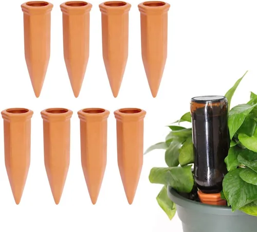 Vista 7 de vensovo - Estacas de riego automático de terracota - 24 piezas de dispositivos de riego para plantas en macetas, estacas de riego automático