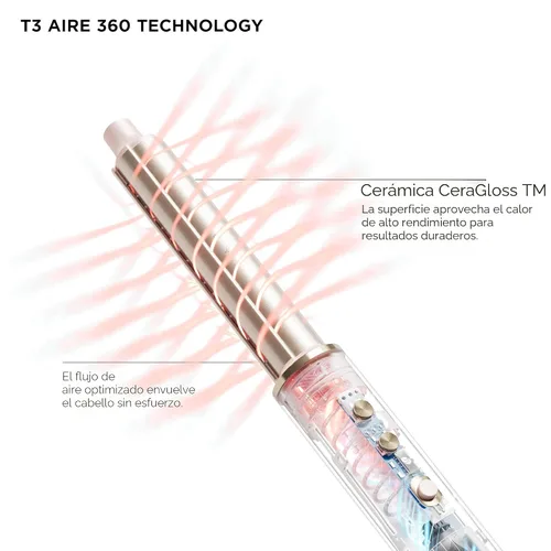 Vista 6 de Aire 360 Ceramic Dual Voltage Air Styler Blowout Kit with Curling Attachments, Oval Brush & Drying Concentrator Fast, Healthy Blowouts and