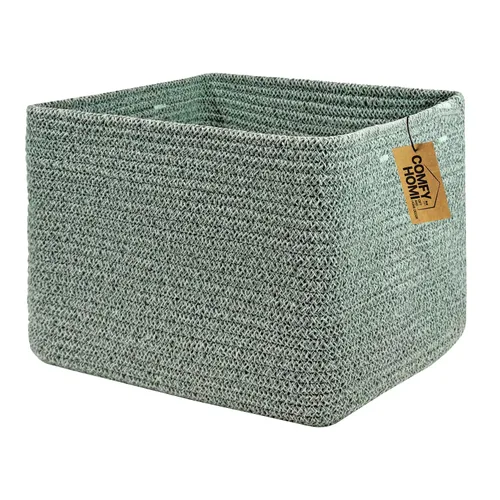 Vista 41 de COMFY-HOMI Cestas de almacenamiento de 11.5 x 7.5 x 4.7 pulgadas para organizar, cesta tejida de cuerda de algodón, caja de almacenamiento de marrón