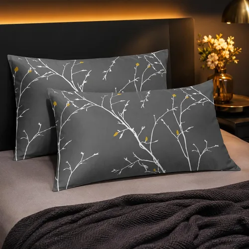 Vista 4 de YIYEA - Juego de 2 fundas de almohada tamaño Queen, microfibra cepillada Tela cepillada suave con una sensación suave y transpirable; fundas