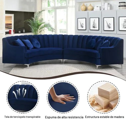 Vista 6 de Legend Vansen L - Sofá de terciopelo semicírculo de 141.34 pulgadas, sofá modular curvado de gran tamaño para sala de estar, oficina, apartamento