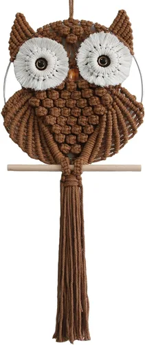 Vista 14 de Achart Colgante de Pared de Macramé de Búho - Tapiz Bohemio Tejido a Mano - Decoración de Pared de Macramé - Decoración de Búho para Dormitorio