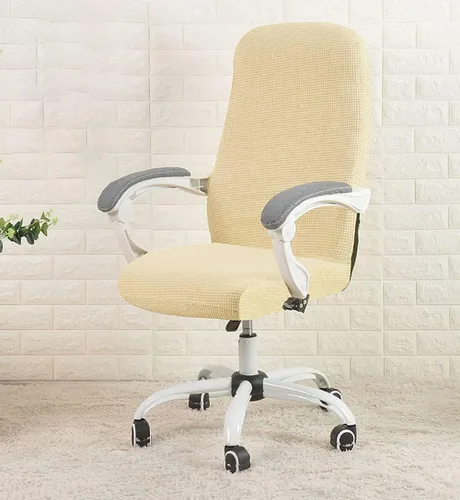 Vista 8 de LINGXIYA Funda elástica para silla de oficina, suave y cómoda, de tela de grano de maíz, resistente al agua, resistente a derrames, funda para silla