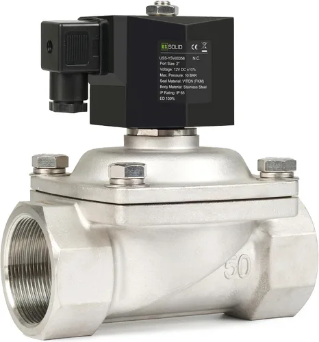 Vista 8 de U.S. Solid Válvula solenoide de latón de 1/2" - 12V DC, normalmente cerrada, válvula eléctrica de 10 bar para agua, aire, diésel