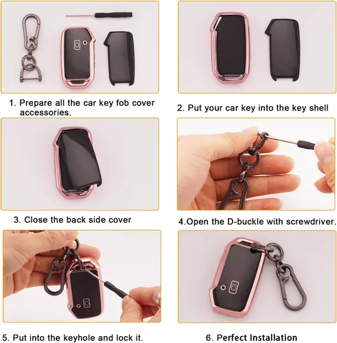 Vista 6 de EKALA Funda para llavero de TPU suave con llavero, Oro Rosa