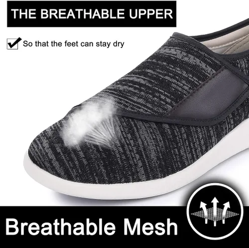 Vista 5 de Elitechoice Zapatos para diabéticos para hombres zapatos para diabéticos de ancho ancho con cierre ajustable ligeros transpirables pies hinchados