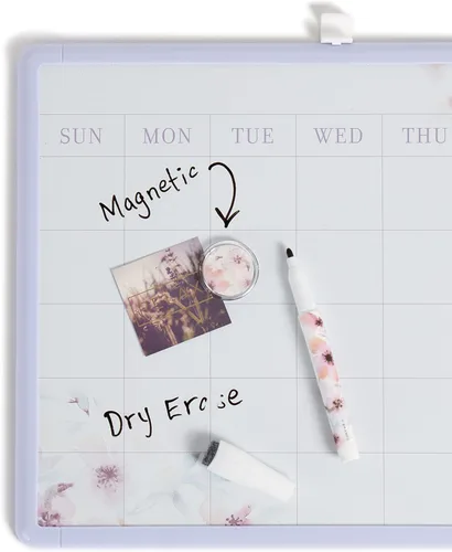 Vista 2 de U Brands Contempo - Calendario mensual floral de acuarela de borrado en seco, pizarra blanca, 11 x 14 pulgadas