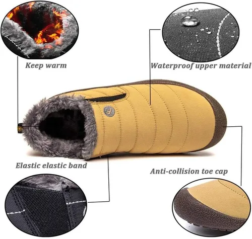 Vista 4 de Eagsouni Botas de nieve para hombre y mujer, zapatos de invierno, antideslizantes, resistentes al agua, totalmente forradas de piel, para exteriores